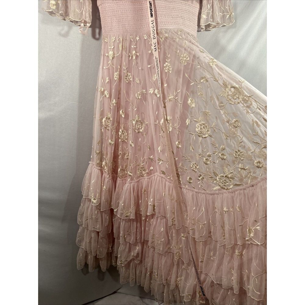 NEW MAC DUGGAL [ 6‎ ] 8005 Embroidered Floral Tiered Smock Neck Gown Rose Pink - Picture 13 of 16